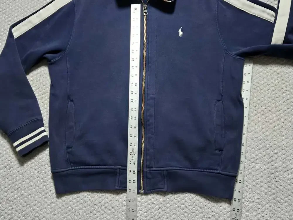 Polo Ralph Lauren Full-zip Track Jacket / Sweatshirt Navy Blue w/ White Stripes